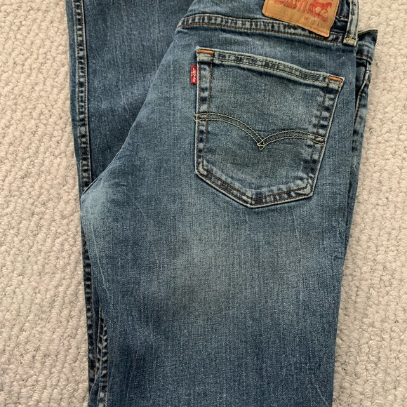 Levi’s 512 SLIM TAPER FIT MEN'S JEANS 32W 34L Dark Wash, worn and torn look - Picture 3 of 7